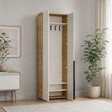 Cuier cu pantofar PRT-825-FV-2 Home Collection® Porto, 5 agățători și 4 rafturi, Stejar-Bej, 72x210x34 cm