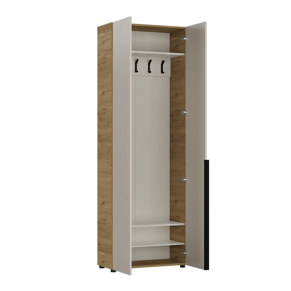 Cuier cu pantofar PRT-825-FV-2 Home Collection® Porto, 5 agățători și 4 rafturi, Stejar-Bej, 72x210x34 cm