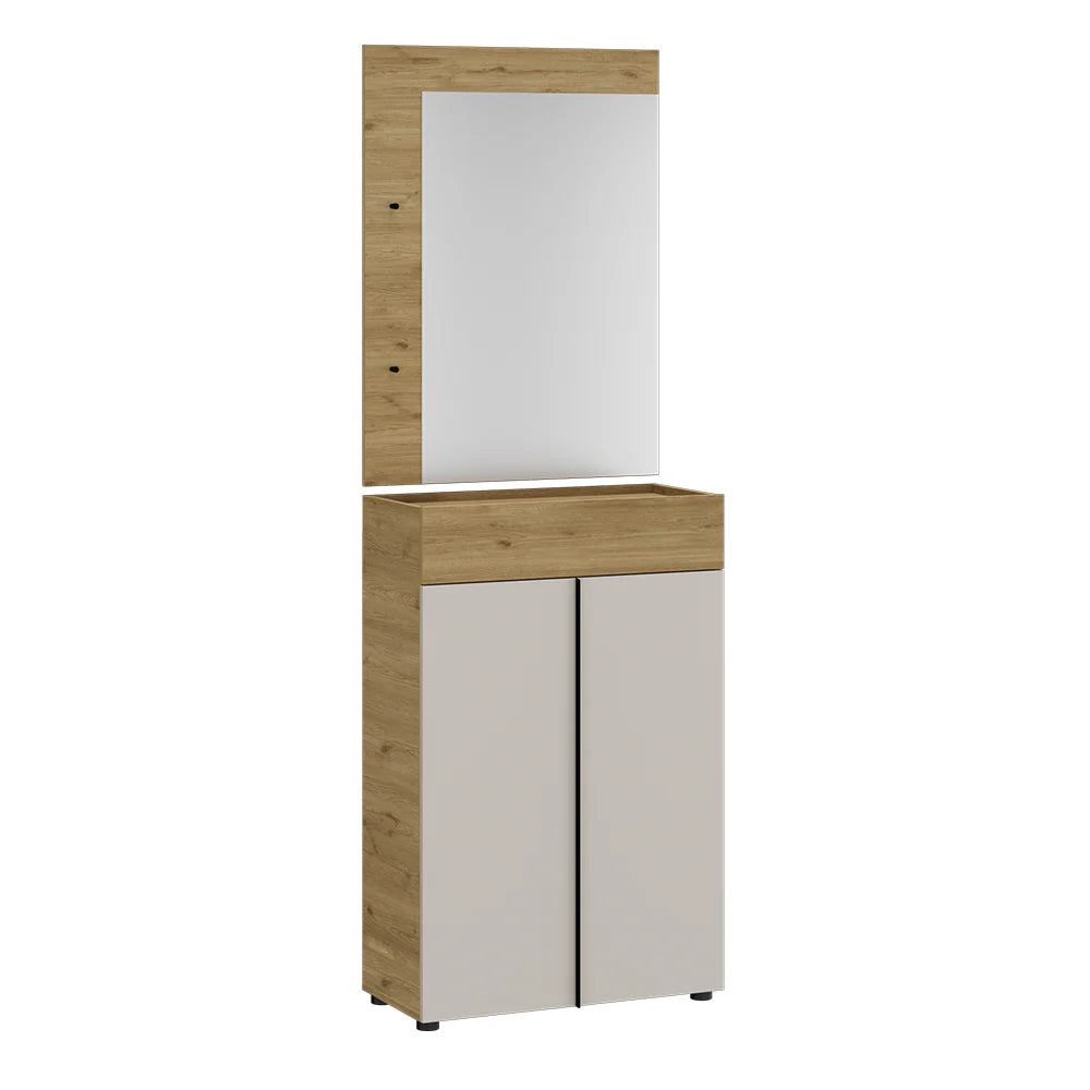 Cuier de perete cu oglindă PRU-802-FX-1 Home Collection® Porto, 2 agățători, Stejar, 72x97x3 cm