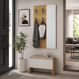 Cuier de perete cu oglindă PRU-804-FX-1 Home Collection® Porto, 4 agățători, Stejar, 72x117x3 cm