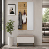 Cuier de perete cu oglindă PRU-804-FX-1 Home Collection® Porto, 4 agățători, Stejar, 72x117x3 cm