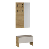 Cuier de perete cu oglindă PRU-804-FX-1 Home Collection® Porto, 4 agățători, Stejar, 72x117x3 cm