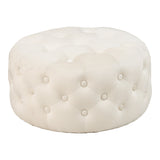 Puf taburet Ferdia catifea, crem, 59x59x28 cm