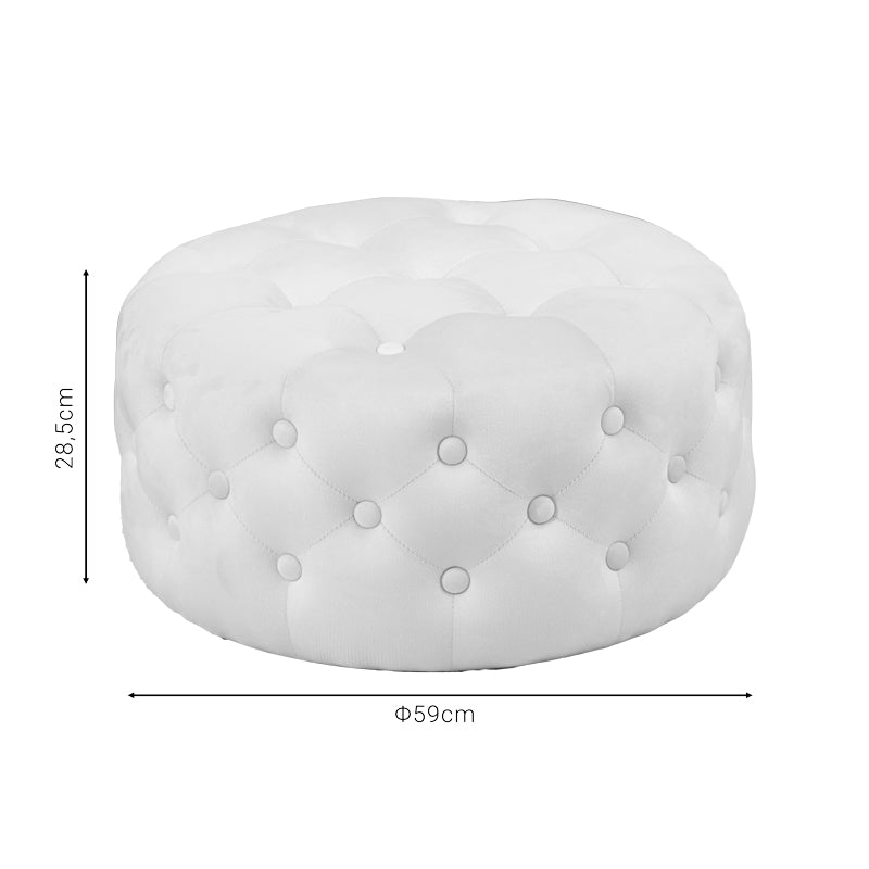 Puf taburet Ferdia catifea, crem, 59x59x28 cm