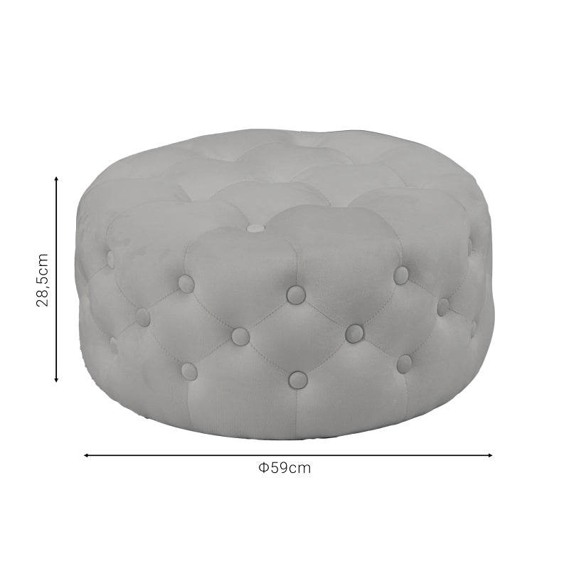 Puf taburet Ferdia catifea, gri, 59x59x28 cm, imagine suplimentara