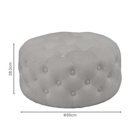 Puf taburet Ferdia catifea, gri, 59x59x28 cm