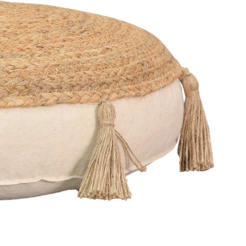 Puff scaun perna lefon, Natural-Crem, D40x8 cm