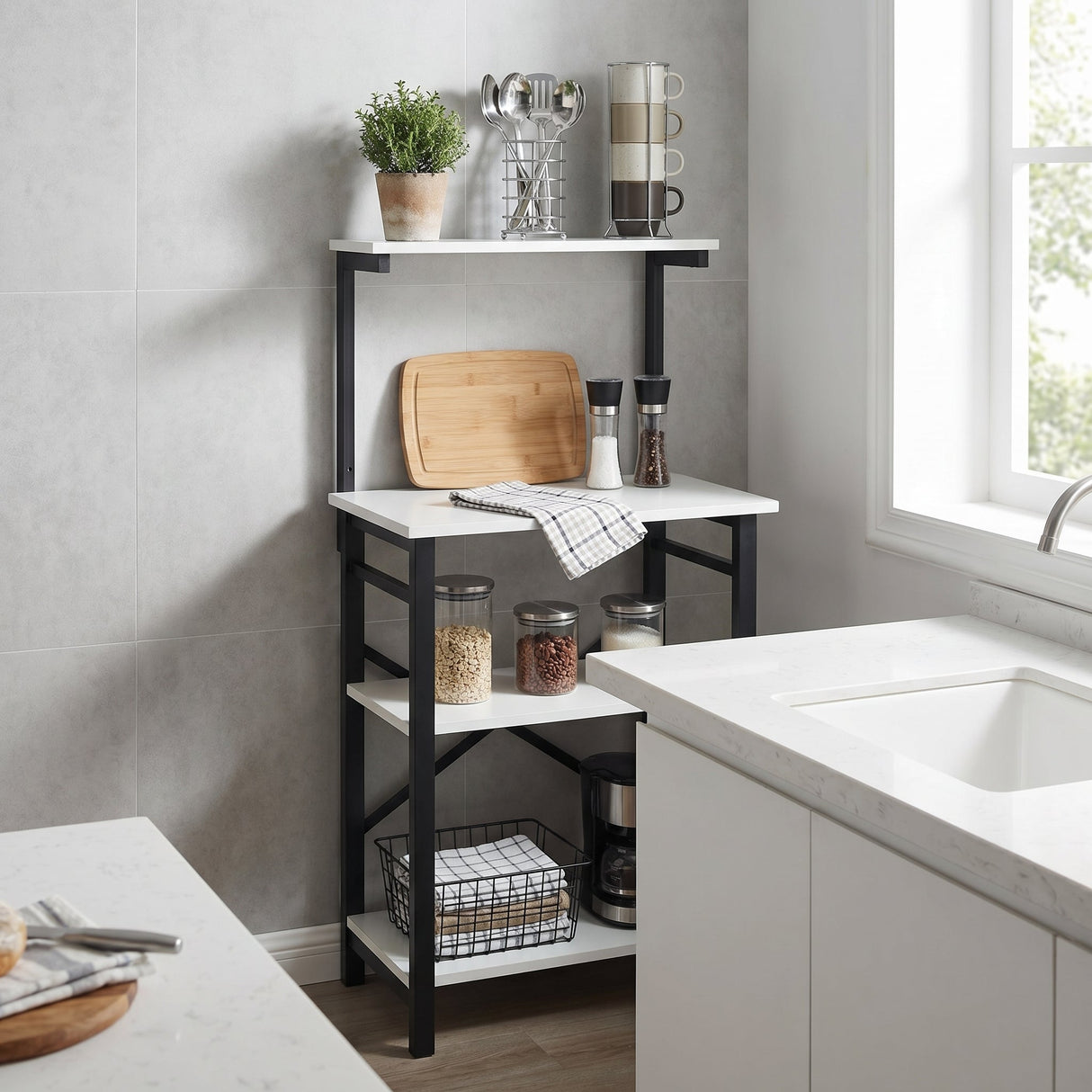 Raft Bucatarie Smart MB1-998-4060S Home Collection®, 4 rafturi, Alb, 60x128x40 cm - Alb | SKU: MB1-998-4060S, MB1-657-4060S