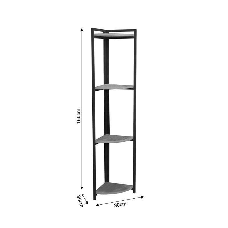 Raft colt podea Byrk stejar -negru metalic, 30x30x160 cm - Antracit