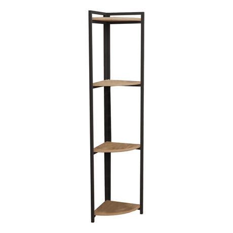 Raft colt podea Byrk stejar -negru metalic, 30x30x160 cm