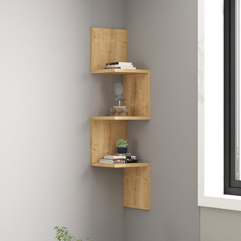 Raft coltar de perete Insta, Lemn, Antracit - Stejar, 25x25x105 cm - Raft coltar de perete Insta, Lemn, Antracit - Stejar, 25x25x105 cm