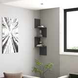 Raft coltar de perete Insta, Lemn, Antracit - Stejar, 25x25x105 cm - Antracit