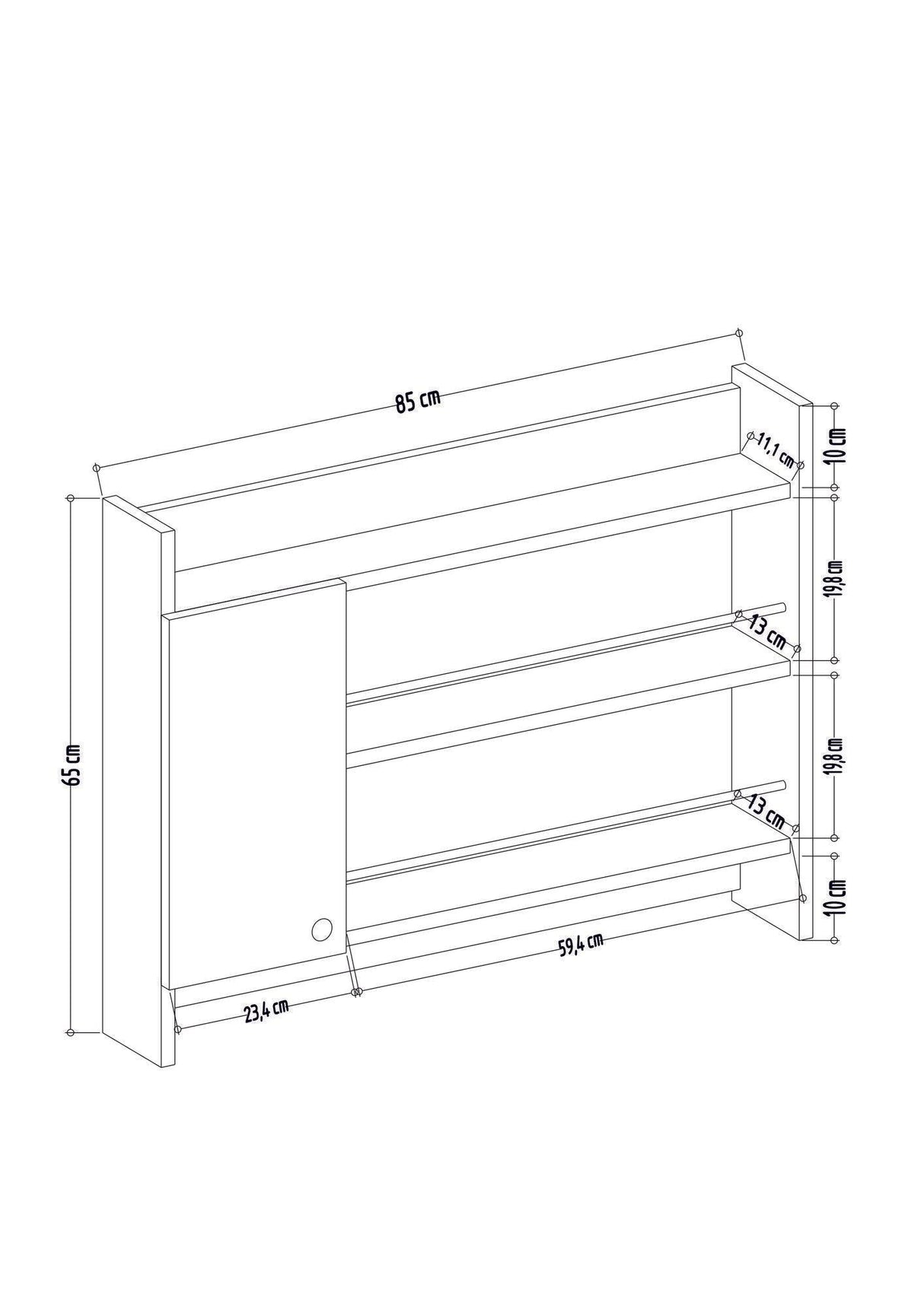 Raft de bucatarie Knerr, 85x65x15 cm - Alb