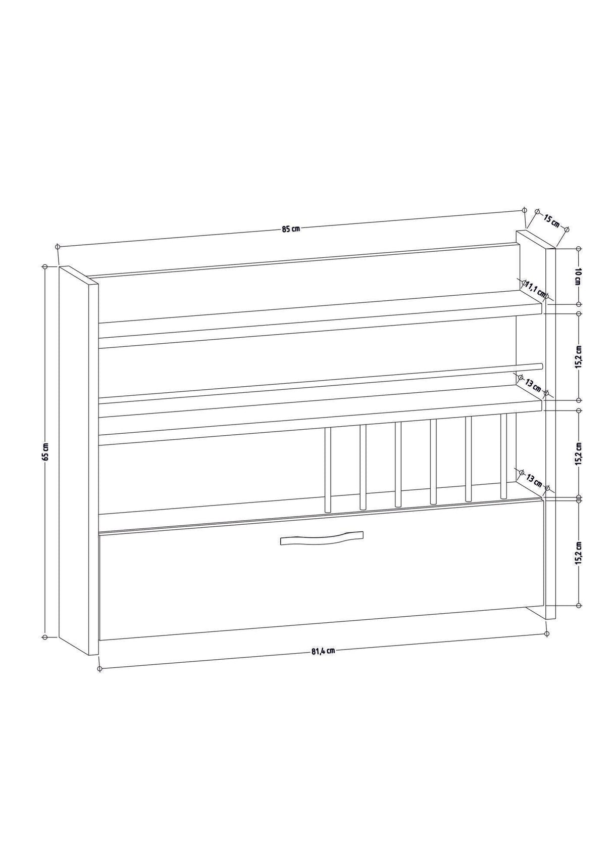 Raft de bucatarie Knott, Stejar, 85x65x15 cm