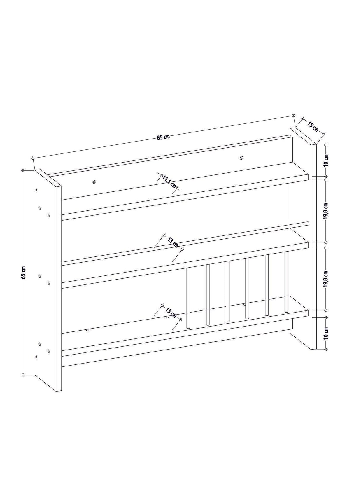 Raft de bucatarie Kolin, alb, 85x65x15 cm