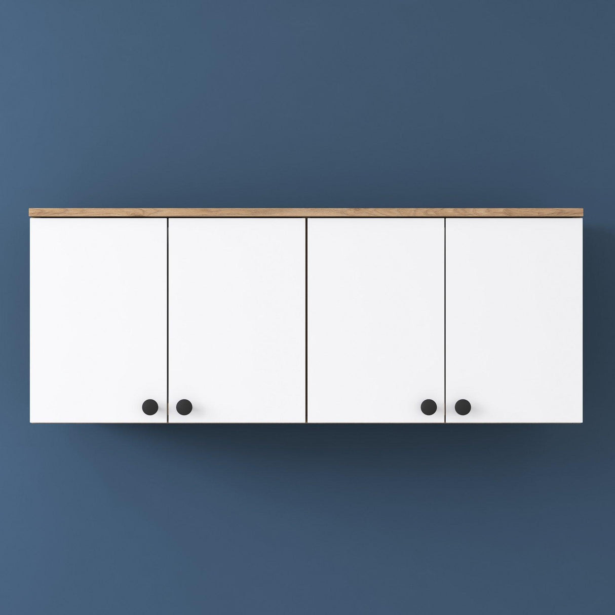Raft de Bucatarie Nehir cu 4 Usi, Alb - Nuc, 120x47x42 cm