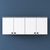 Raft de Bucatarie Nehir cu 4 Usi, Alb - Nuc, 120x47x42 cm