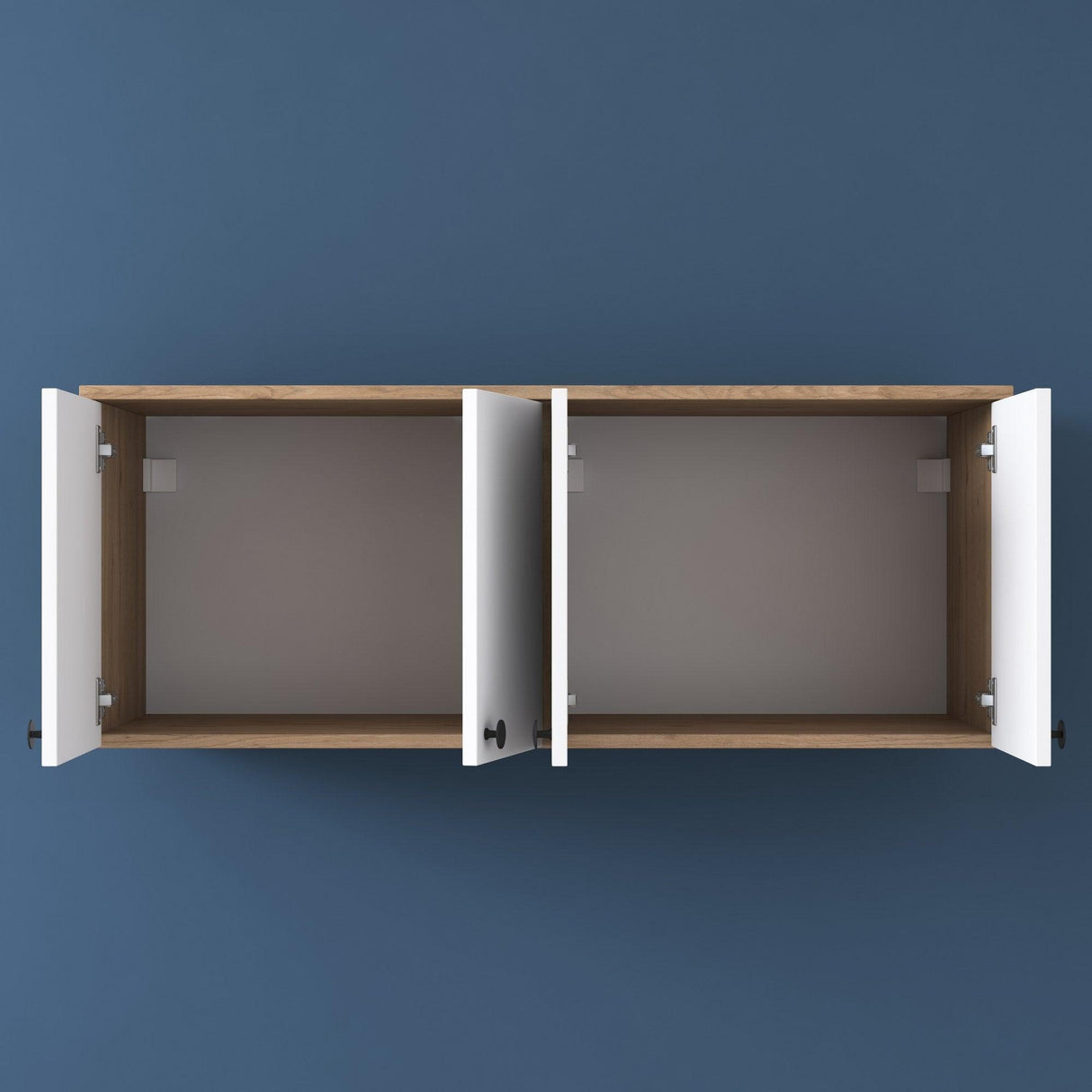 Raft de Bucatarie Nehir cu 4 Usi, Alb - Nuc, 120x47x42 cm
