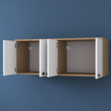 Raft de Bucatarie Nehir cu 4 Usi, Alb - Nuc, 120x47x42 cm