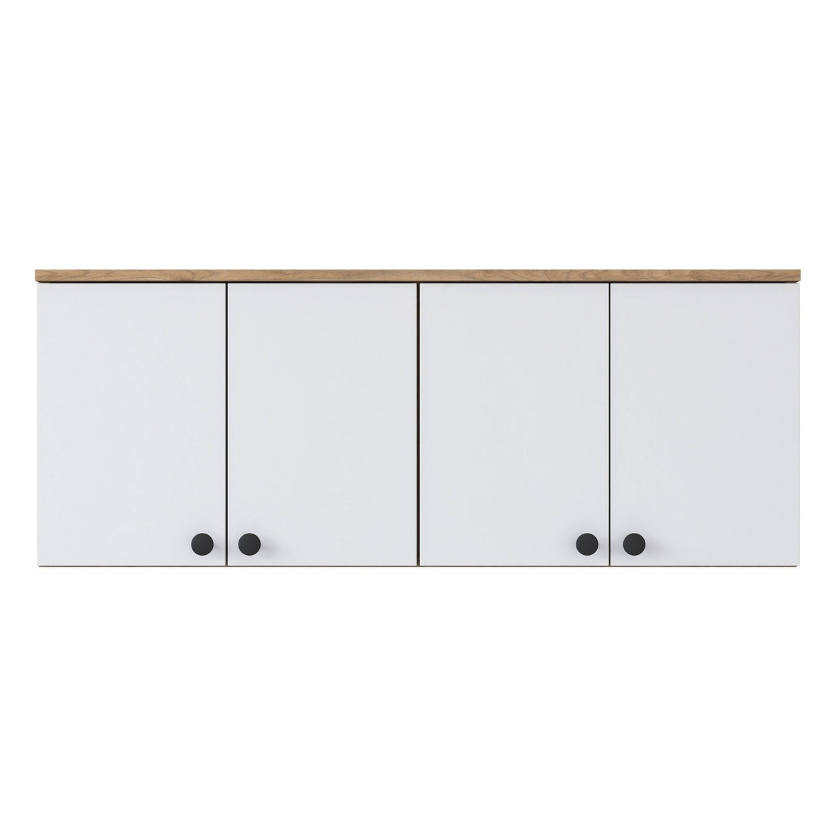 Raft de Bucatarie Nehir cu 4 Usi, Alb - Nuc, 120x47x42 cm