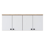 Raft de Bucatarie Nehir cu 4 Usi, Alb - Nuc, 120x47x42 cm