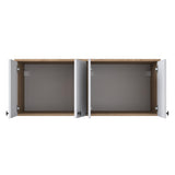 Raft de Bucatarie Nehir cu 4 Usi, Alb - Nuc, 120x47x42 cm