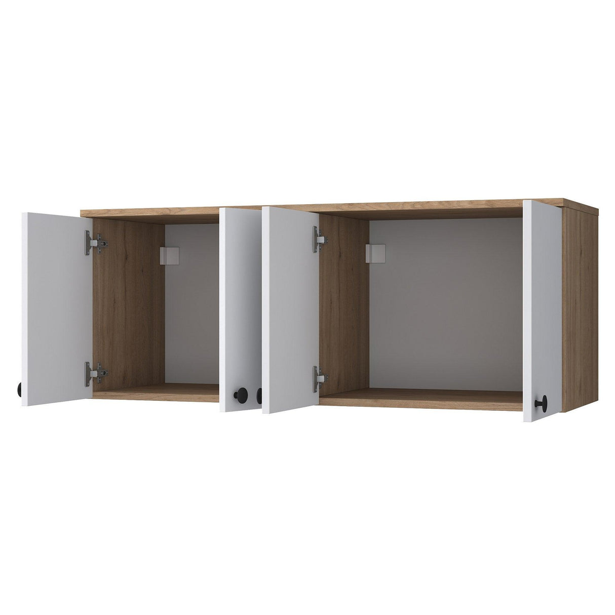 Raft de Bucatarie Nehir cu 4 Usi, Alb - Nuc, 120x47x42 cm
