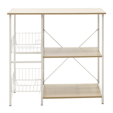 Raft de Bucatarie Noon cu, alb-Natural, 80x34x75 cm