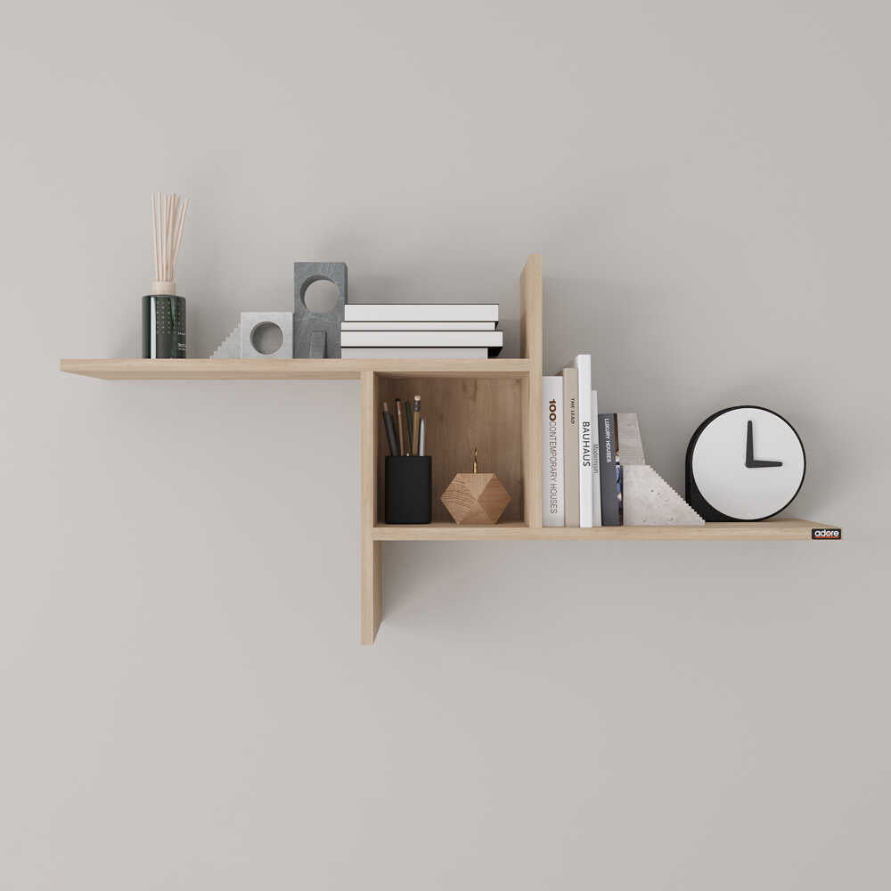 Raft de perete RAF-04-DD-1 Home Collection® Windmill cu 3 Compartimente, 100x50x18 cm - Stejar | SKU: RAF-04-FF-1