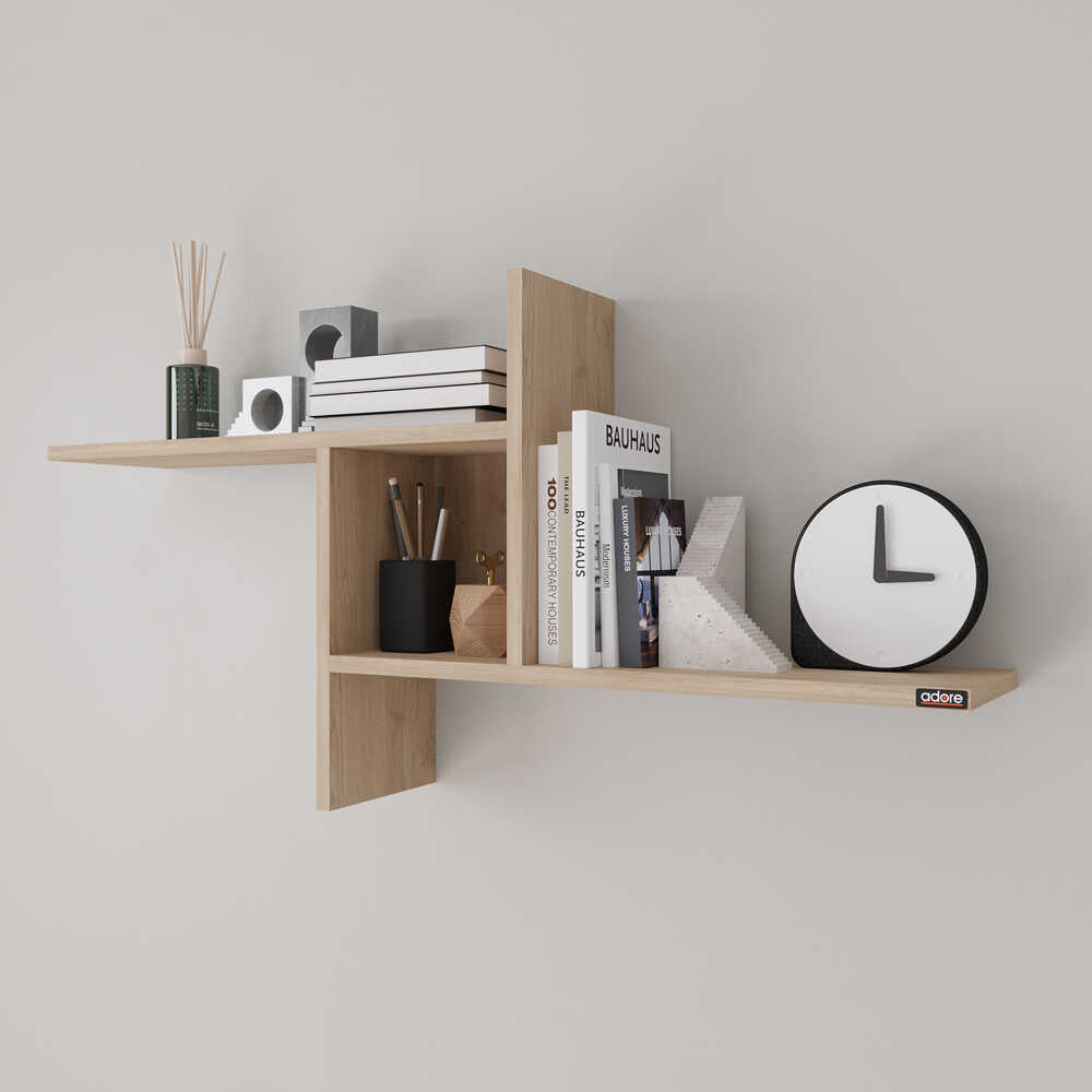 Raft de perete RAF-04-DD-1 Home Collection® Windmill cu 3 Compartimente, 100x50x18 cm - Stejar | SKU: RAF-04-FF-1