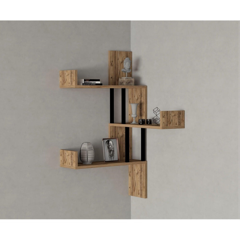 Raft de perete Biat, 3 Rafturi, Stejar, 105x60x20 cm