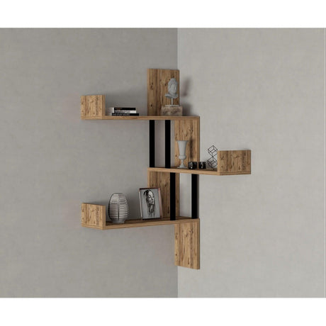 Raft de perete Biat, 3 Rafturi, Stejar, 105x60x20 cm