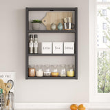 Raft de perete Bucatarie Stonewall, 3 rafturi, 43x60x9 cm - Gri