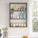 Raft de perete Bucatarie Stonewall, 3 rafturi, 43x60x9 cm - Argintiu