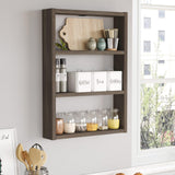 Raft de perete Bucatarie Stonewall, 3 rafturi, 43x60x9 cm - Maro