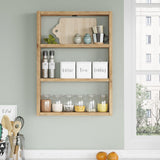 Raft de perete Bucatarie Stonewall, 3 rafturi, 43x60x9 cm - Natur