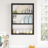 Raft de perete Bucatarie Stonewall, 3 rafturi, 43x60x9 cm - Negru