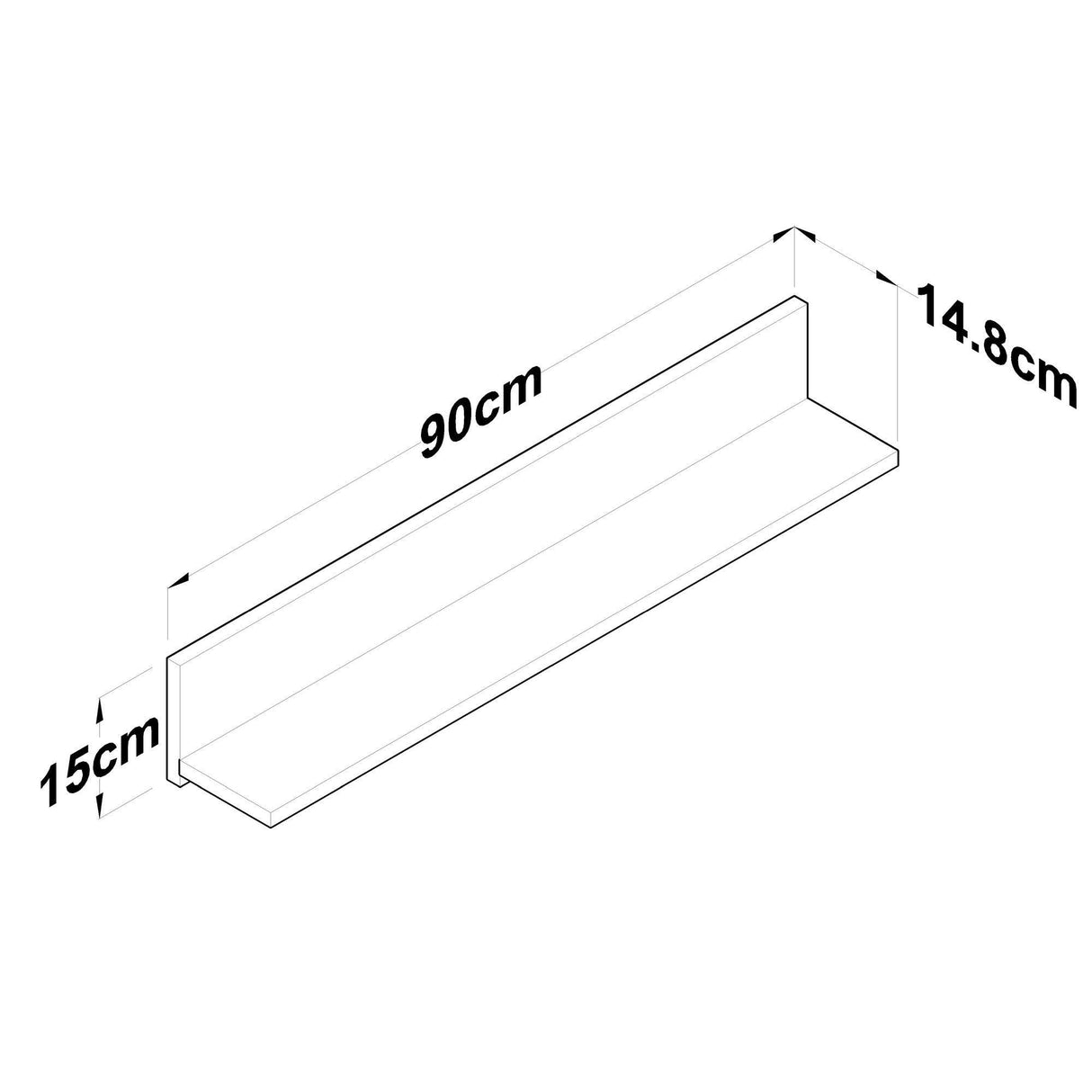 Raft de perete Claudia, Nuc, 90x15x15 cm