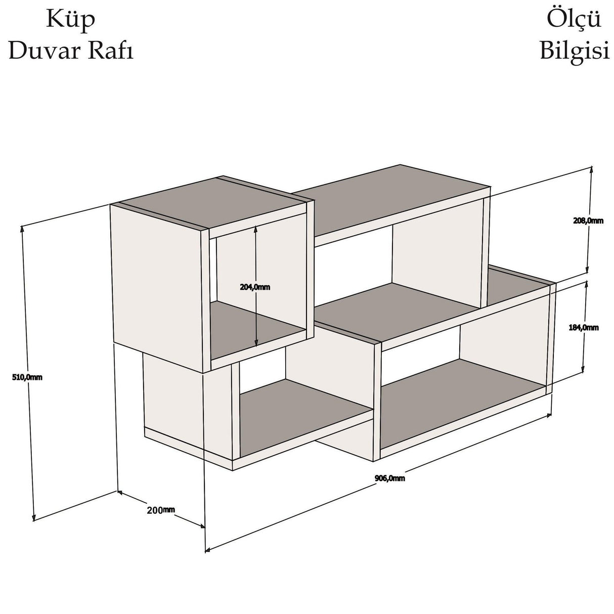 Raft de perete Domino, Antracit / Alb, 91x51x20 cm