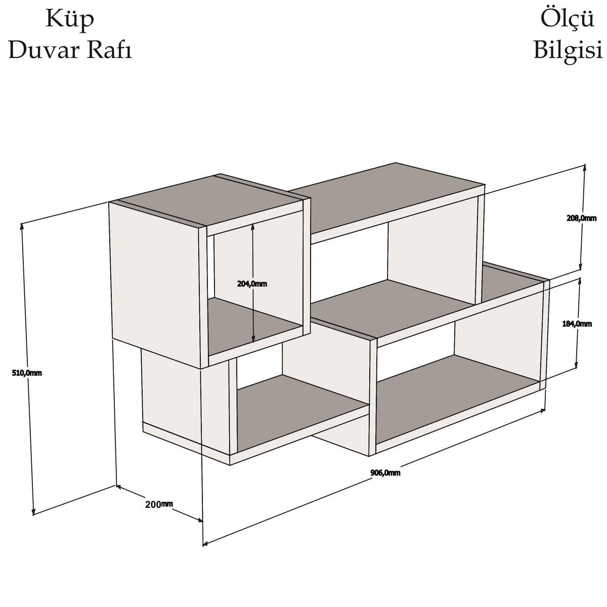 Raft de perete Domino, Antracit / Alb, 91 x 51 x 20 cm