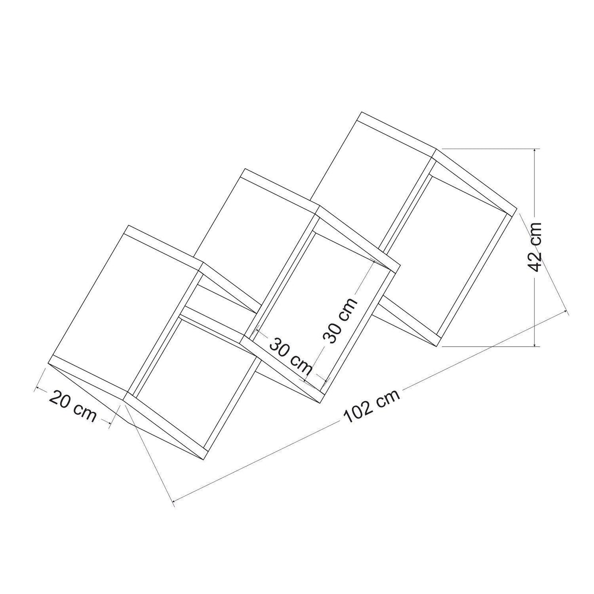 Raft de perete Galaxy Wall Shelf, Gri, 102x42x20 cm - Antracit alb