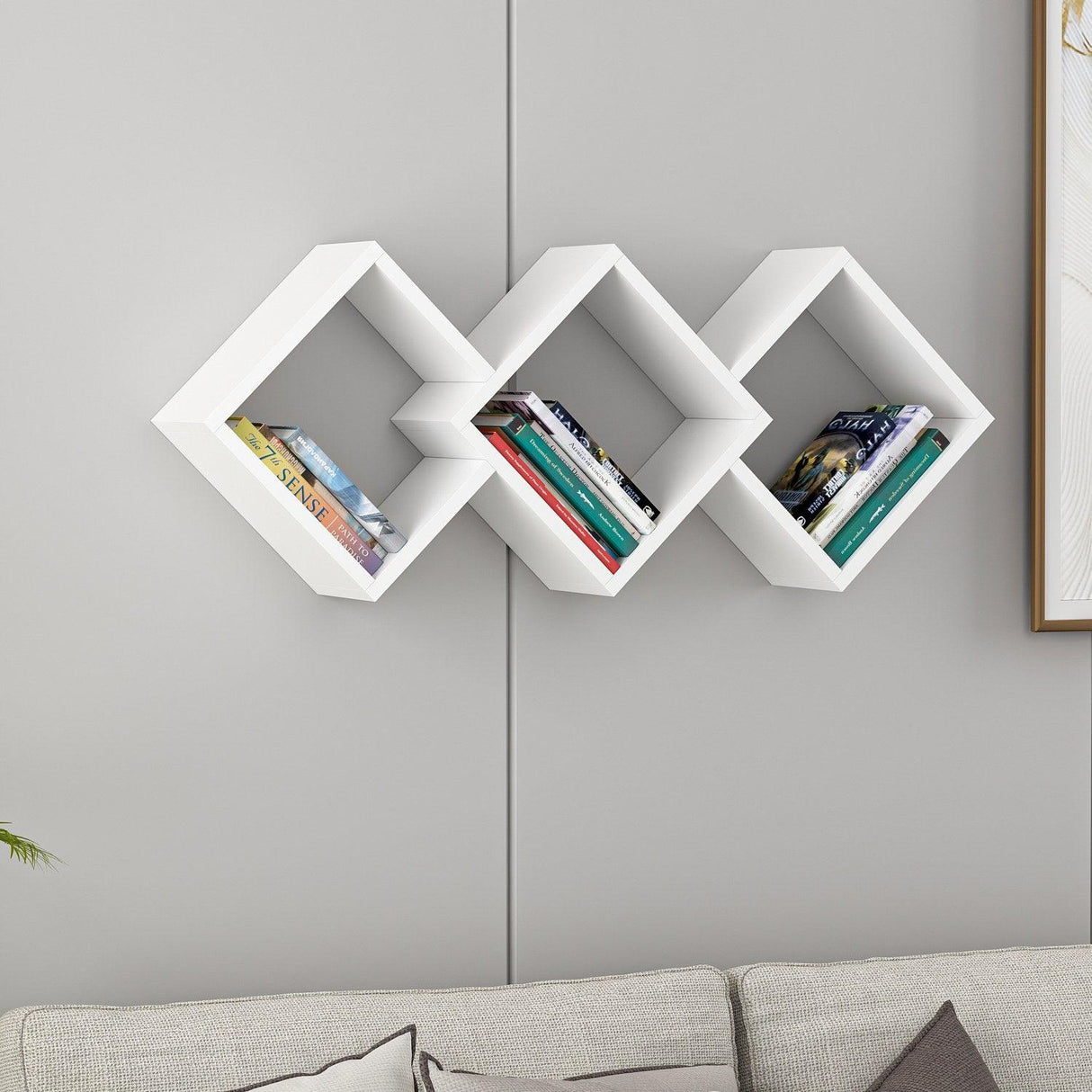 Raft de perete Galaxy Wall Shelf, Gri, 102x42x20 cm - Alb