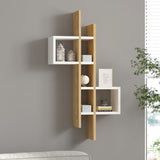 Raft de perete Garel, Lemn, 53x19x108 cm - Stejar-Alb