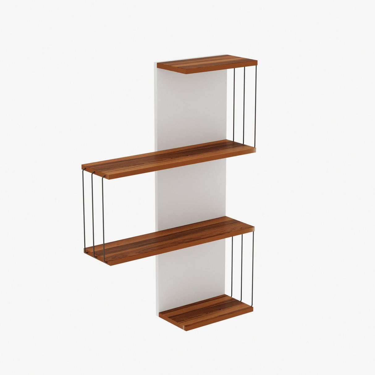 Raft de perete Gorgon 4 Rafturi si Metal, Alb - Galben - Stejar, 64x96x19 cm - Stejar