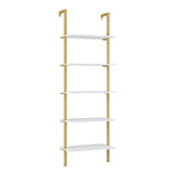 Raft de perete Harris, cu schelet metalic auriu, alb, 60x22x200 cm