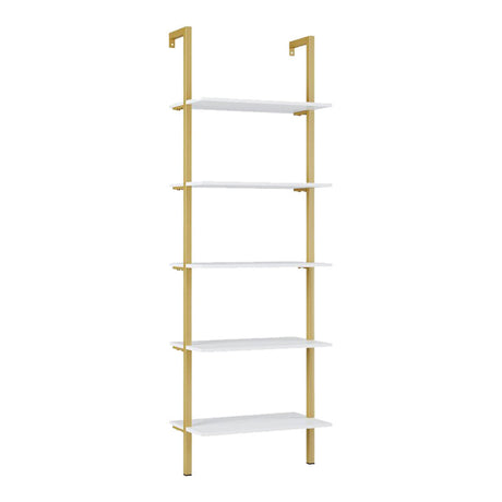 Raft de perete Harris, cu schelet metalic auriu, alb, 60x22x200 cm