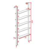 Raft de perete Harris, cu schelet metalic auriu, alb, 60x22x200 cm