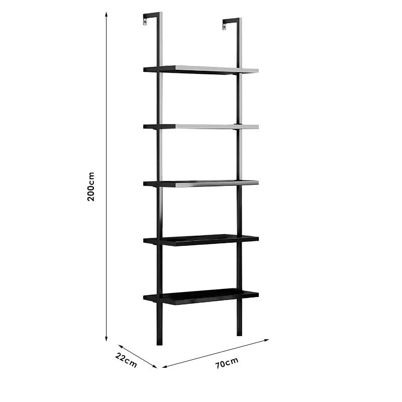 Raft de perete Harris, neagra, 70x22x200 cm