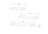 Raft de perete Leila, 3 Piese, Gri - Alb, 30x2x14 cm - Alb