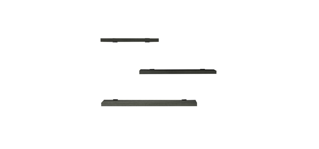 Raft de perete Leila, 3 Piese, Gri - Alb, 30x2x14 cm - Gri